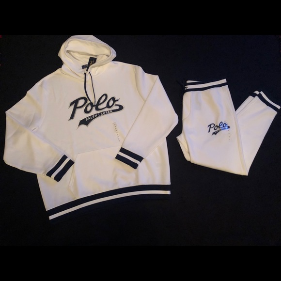 cream polo sweat suit